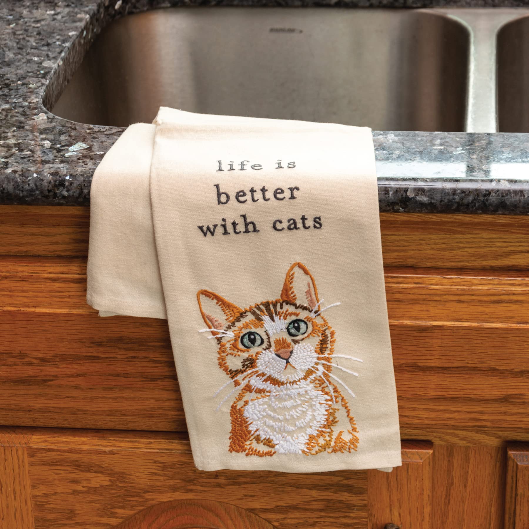 Primitives by Kathy 113046 Kitchen Towel Life is Better with Cats