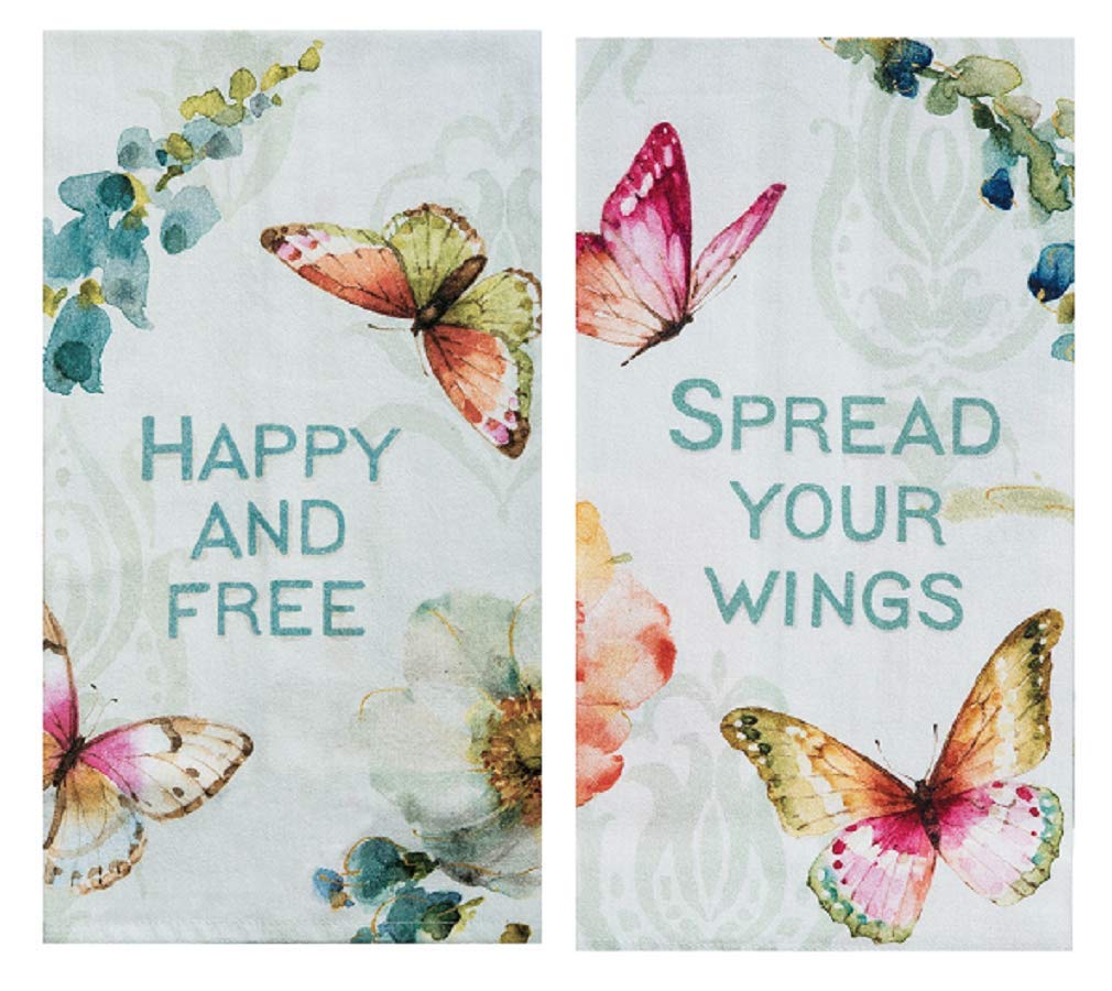 C&F 2 Piece Printed Butterfly Flour Sack Kitchen Towel Set