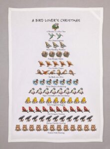 allport editions bird lover's christmas - tea towel - 12 days of christmas series