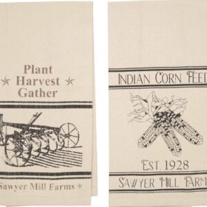 VHC Brands Sawyer Mill Kitchen-linens, Towel Set of 2 19x28, Corn & Plow