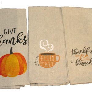 Twisted Anchor Trading Company Set of 6 Dark Linen Thanksgiving Kitchen Towels Gift Set - Fall Kitchen Towel Set - Comes in Organza Gift Bag