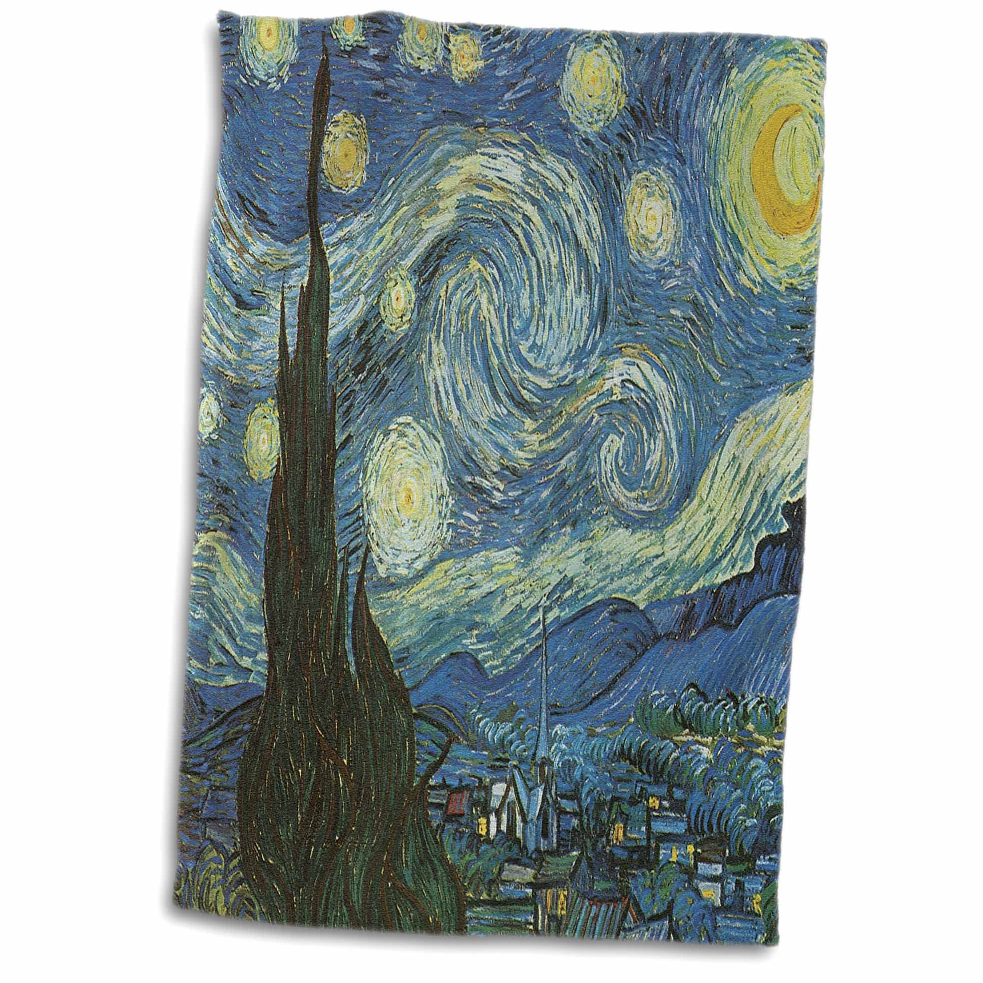 3D Rose The Starry Night by Vincent Van Gogh Towel, 15" x 22", Multicolor