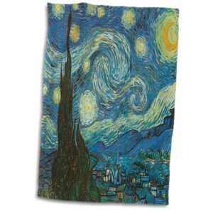 3D Rose The Starry Night by Vincent Van Gogh Towel, 15" x 22", Multicolor