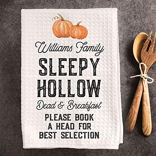 CANARY ROAD Custom Halloween Waffle Weave Dish Towel | Personalized Kitchen Towel | Halloween Decor | Sleepy Hollow | Personalized Dish Towel | Halloween Kitchen Towel