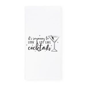 the cotton & canvas co. it's beginning to look a lot like cocktails christmas and holiday absorbent kitchen tea towel, flour sack towel dish cloth, 1-count