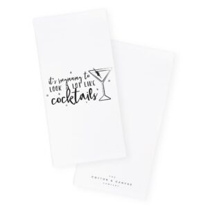 The Cotton & Canvas Co. It's Beginning to Look a Lot Like Cocktails Christmas and Holiday Absorbent Kitchen Tea Towel, Flour Sack Towel Dish Cloth, 1-Count