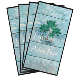 summer tropical palm tree ball teal plank kitchen towels dish cloth towel absorbent hand towel cleaning cloth,life quote farm retro wood board dishcloth quick drying for dishes counter 4 pack