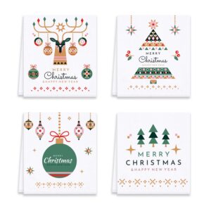 arthmom christmas kitchen dish towels set of 4, merry christmas holiday white hand towels funny decorative dishcloths tea towels housewarming gifts for new home bathroom decorations