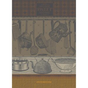 Garnier Thiebaut French Jacquard Kitchen Towel 100% Cotton Kitchen and Cooking Collection (Home Sweet Home Safran)