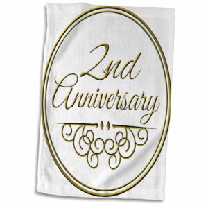 3d rose 2nd gift-gold text for celebrating wedding anniversaries 2 second two years together towel, 15" x 22"