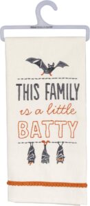 primitives by kathy embroidered halloween dish towel, 18 x 26-inch, batty family