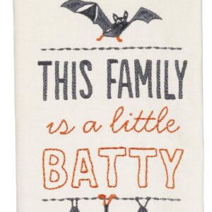 Primitives by Kathy Embroidered Halloween Dish Towel, 18 x 26-Inch, Batty Family