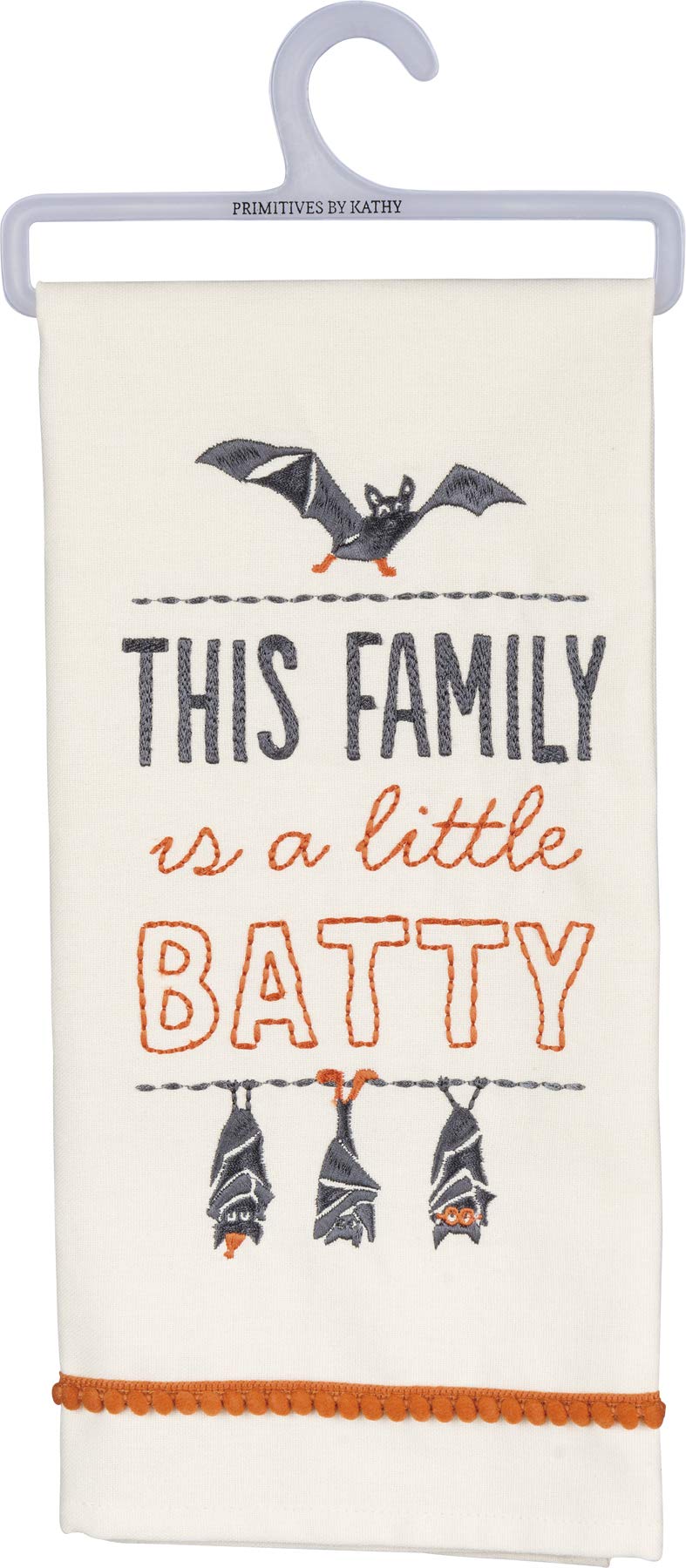 Primitives by Kathy Embroidered Halloween Dish Towel, 18 x 26-Inch, Batty Family