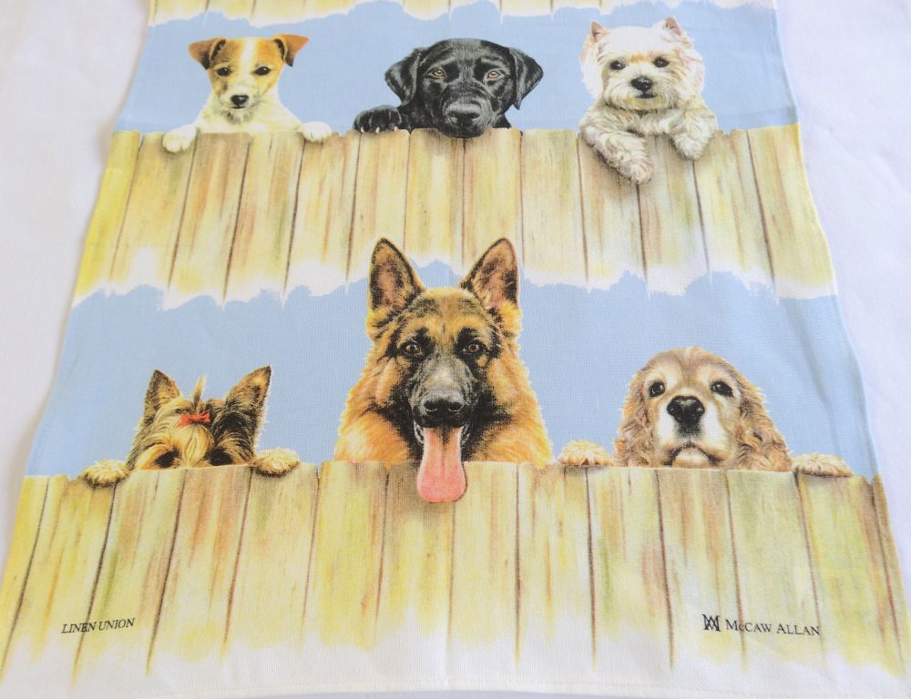 Samuel Lamont, K-9 (Canine) Dogs Kitchen/Tea Printed Towel, Imported, Linen-Cotton Blend