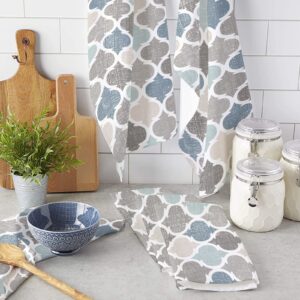 Kitchen Towels Set Retro Moroccan Design Dish Towel Geometric Pattern Dishcloths 3 Pack, 18x28 Inches Absorbent Soft Cotton Dish Cloths Bar Towels & Tea Towels