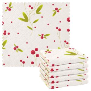 bolaz dish cloths dish towels kitchen towels 6 pack sets absorbent cherries and leaves soft decorative reusable nonstick oil washable