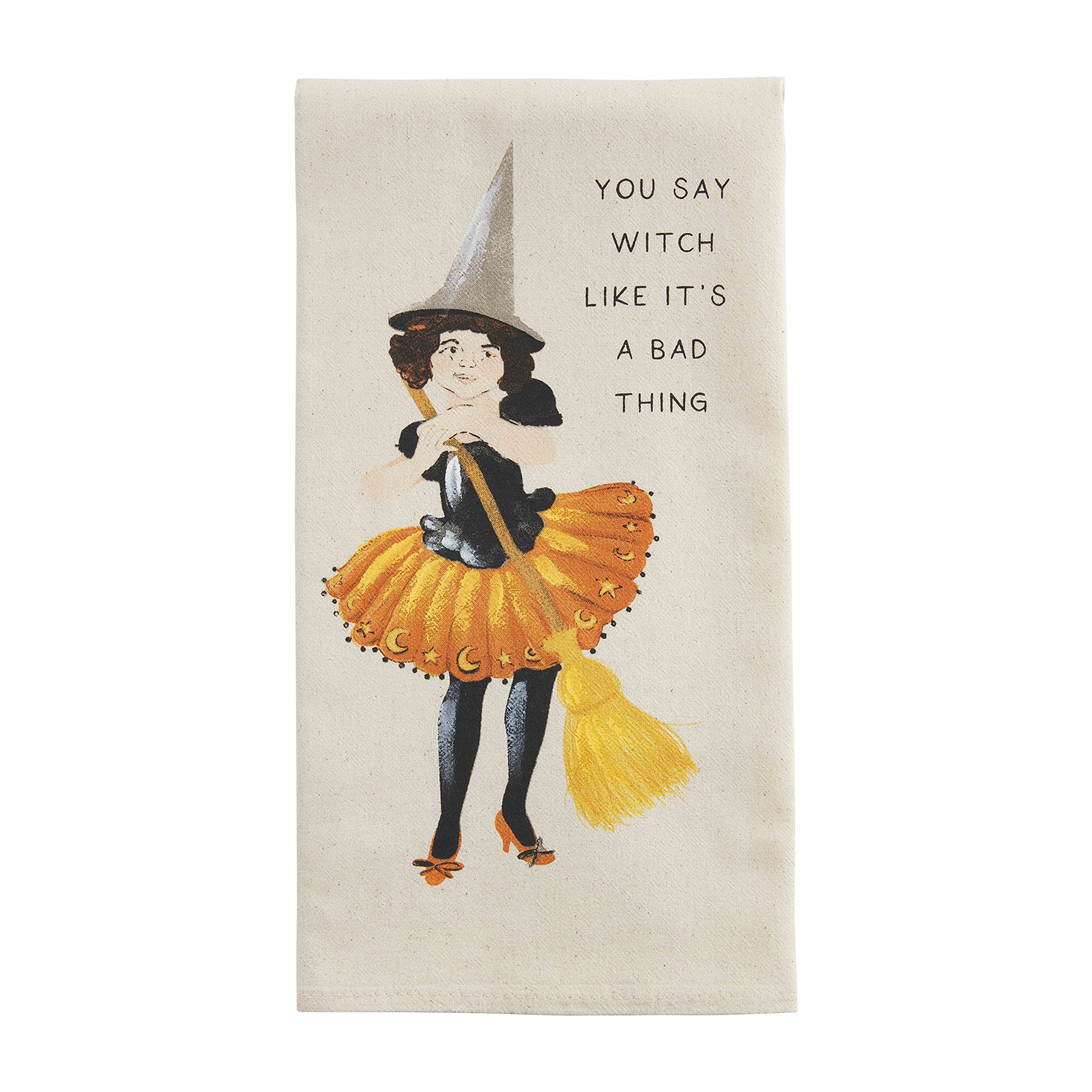 Mud Pie Hand Painted Towel, Say Witch Small