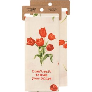 primitives by kathy i can't wait to kiss your tulips decorative kitchen towel