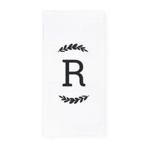 The Cotton & Canvas Co. Personalized Single Monogram Initial R Soft Absorbent Kitchen Tea Towel, Flour Sack Towel, Dish Cloth