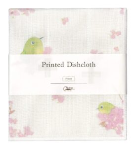 nawrap printed dishcloth - japanese white-eye - 13.5 x 16 in - made in japan