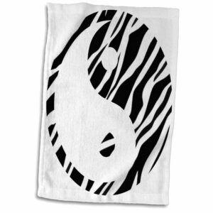 3drose black and white zebra print yin yang - inspirational art - towels (twl-56253-1)