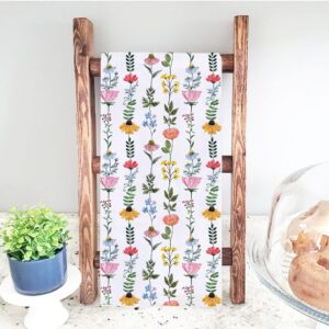 Set of 2 Spring Flowers Kitchen Dish Towel 18 x 28 Inch, Seasonal Spring Summer Wild Floral Tea Towels Dish Cloth for Cooking Baking