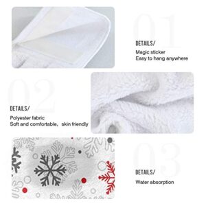 Winter Snowflakes Kitchen Hanging Towel Red White Snow Hand Fingertip Bath Tie Towels Set of 2 Pcs Tea Bar Dish Cloths 14 x 18 in Dry Towel Soft Absorbent Thin Durable for Laundry Room Decor