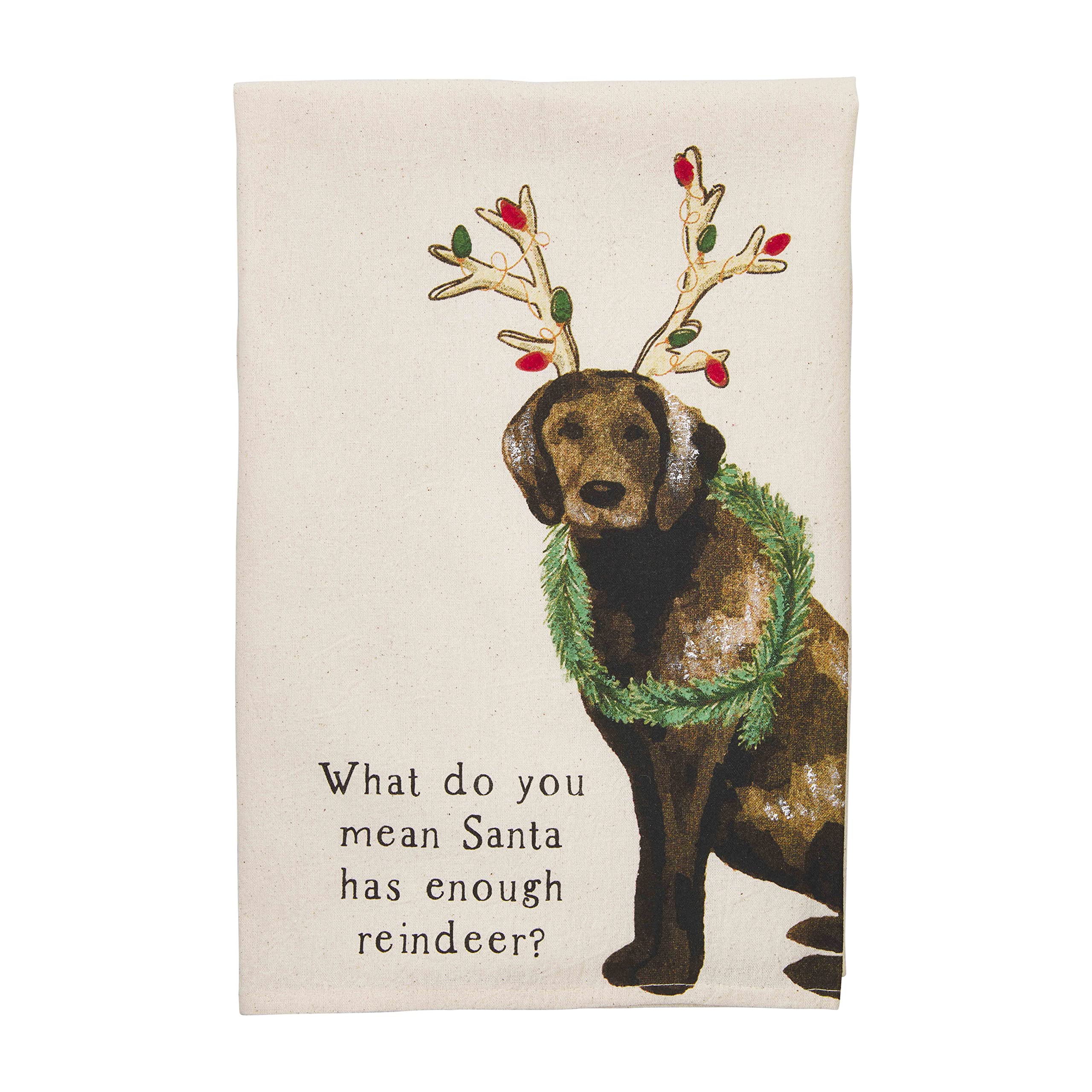 Mud Pie Painted Dog Towel, Reindeer, 26.00" x 16.00"