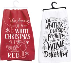 white christmas but i'll drink the red, wine is so delightful 2 piece bar towel bundle