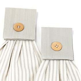 Hanging Kitchen Towels - Gray Ticking Stripe - Sets of 2