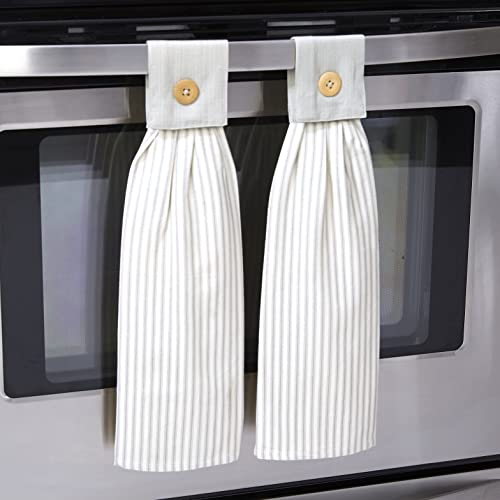 Hanging Kitchen Towels - Gray Ticking Stripe - Sets of 2
