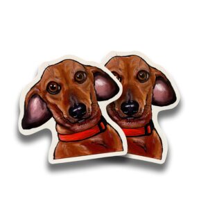 dachshund sticker set of two, cute dachshund vinyl sticker, dachshund sticker for car or laptop