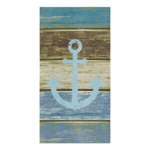 zadaling nautical anchor teal wood grain kitchen towels, 18x28 inches soft dish cloth,cotton tea towels/bar towels/hand towels for bathroom(1 pack)
