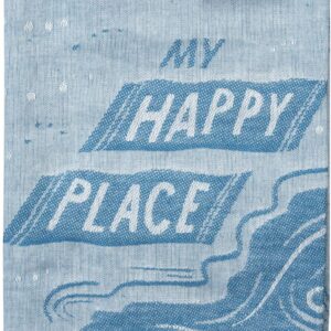 Country Primitive The Beach is My Happy Place Woven Cotton Jacquard Dishtowel Set of 2 Tea Towels