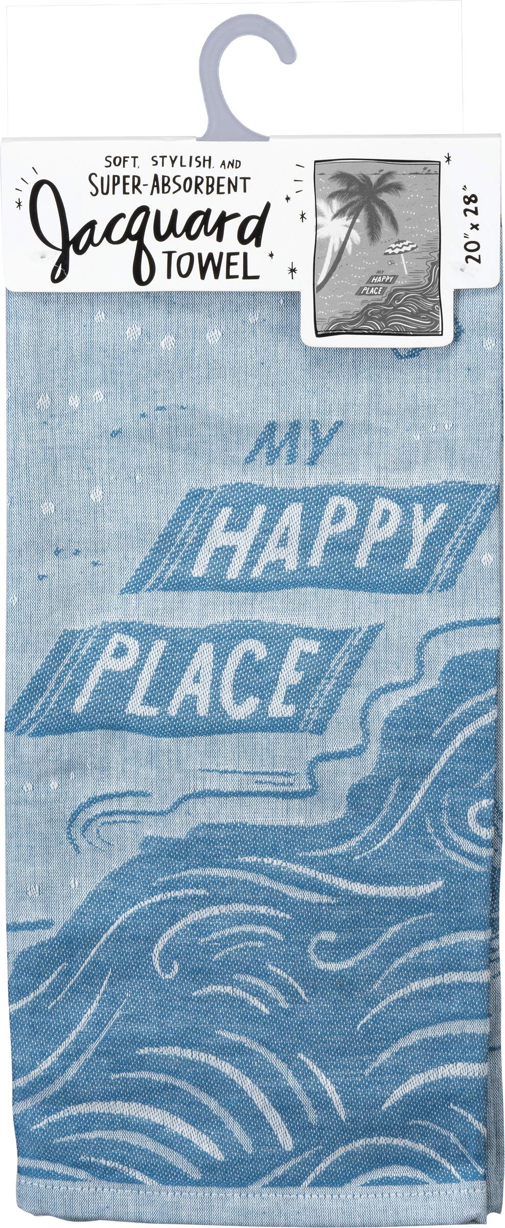 Country Primitive The Beach is My Happy Place Woven Cotton Jacquard Dishtowel Set of 2 Tea Towels