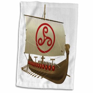 3d rose a viking ship with sail against a white background twl_180529_1 towel, 15" x 22", multicolor