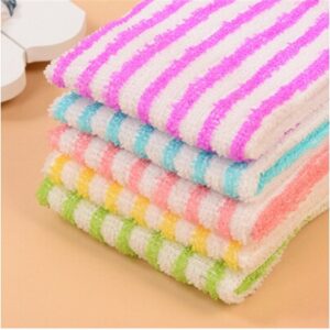 Myhouse 5pcs 11.81x11.81inch Microfiber Kitchen Dish Towel Colorful Stripe Gentle Kitchen Dish Cloths