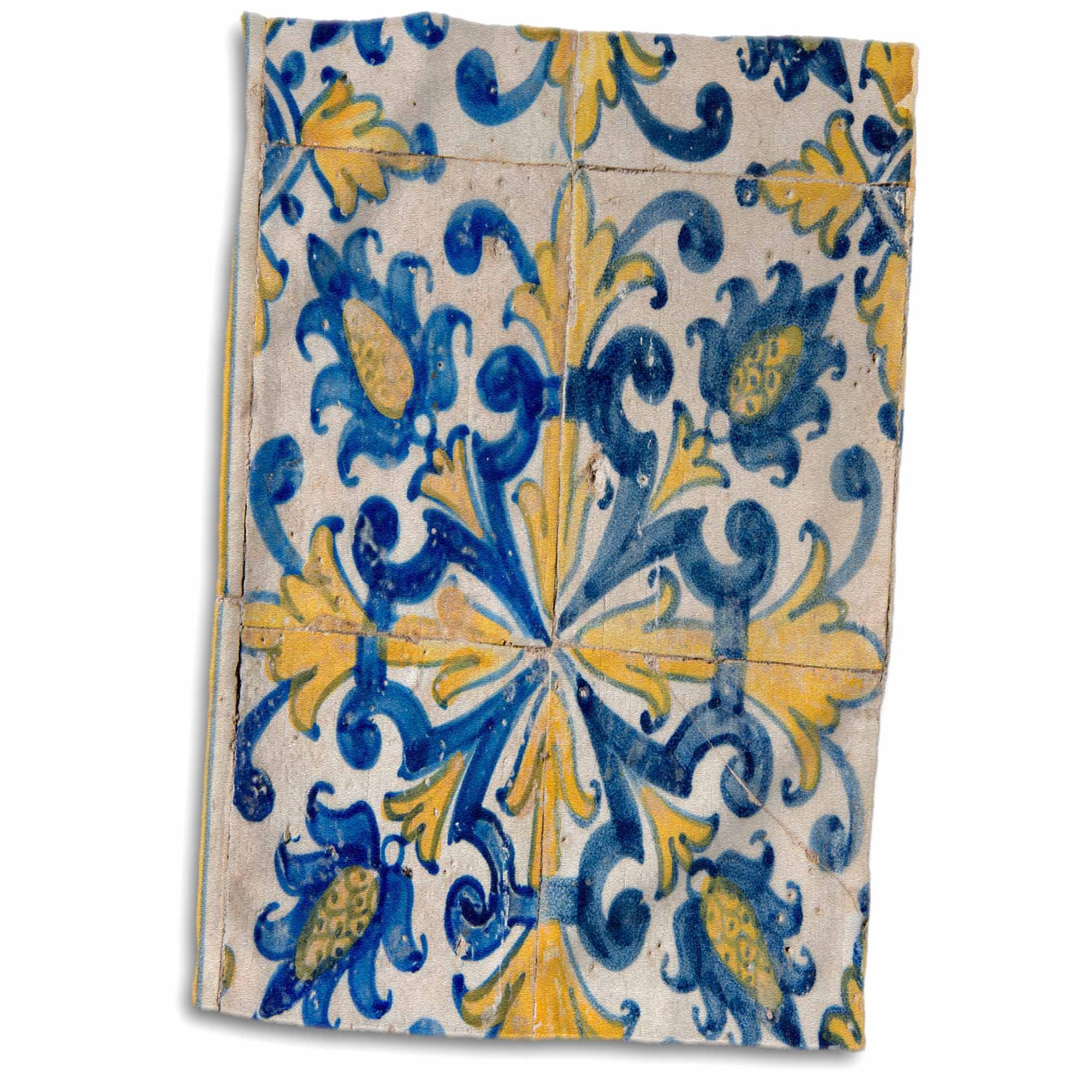 3D Rose Brazil State of Bahia Salvador. Jesuit Cathedral Portuguese Tiles. TWL_187728_1 Towel, 15" x 22"