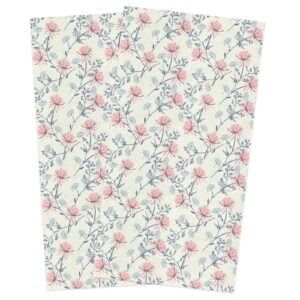 kewadony pink daisy kitchen towels 2 pack dish towels for kitchen, spring blue flowers beige retro absorbent microfiber hand towels for bathroom, soft tea towels bar towels, 18 x 28 inch