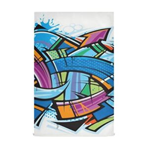 jiuchuan kitchen dish towel set 6 graffiti art mural kitchen towel large28''x18'' kitchen towels，dishcloths，decorative waffle towels，hand towels，tea towels