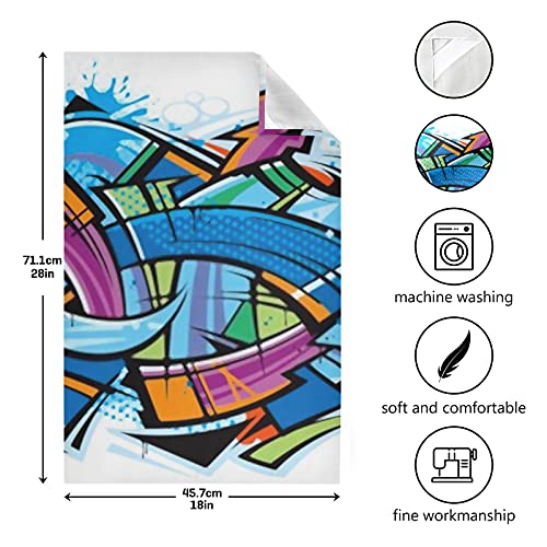 JIUCHUAN Kitchen Dish Towel Set 6 Graffiti Art Mural Kitchen Towel Large28''x18'' Kitchen Towels，Dishcloths，Decorative Waffle Towels，Hand Towels，Tea Towels