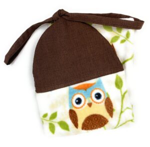 owls gift for owl lover brown tan white teal green reversible ties on stays put kitchen bathroom hanging loop hand dish towel