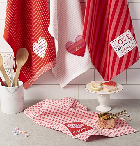 DII Valentine's Day Collection Kitchen, Dishtowel Set, 18X28, Love, 4 Piece