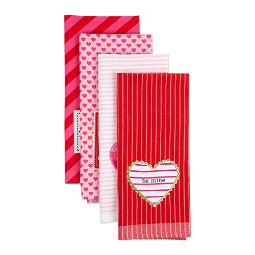 DII Valentine's Day Collection Kitchen, Dishtowel Set, 18X28, Love, 4 Piece