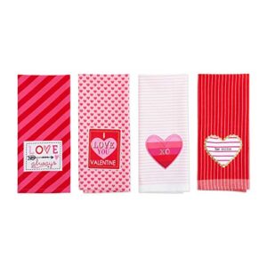 DII Valentine's Day Collection Kitchen, Dishtowel Set, 18X28, Love, 4 Piece