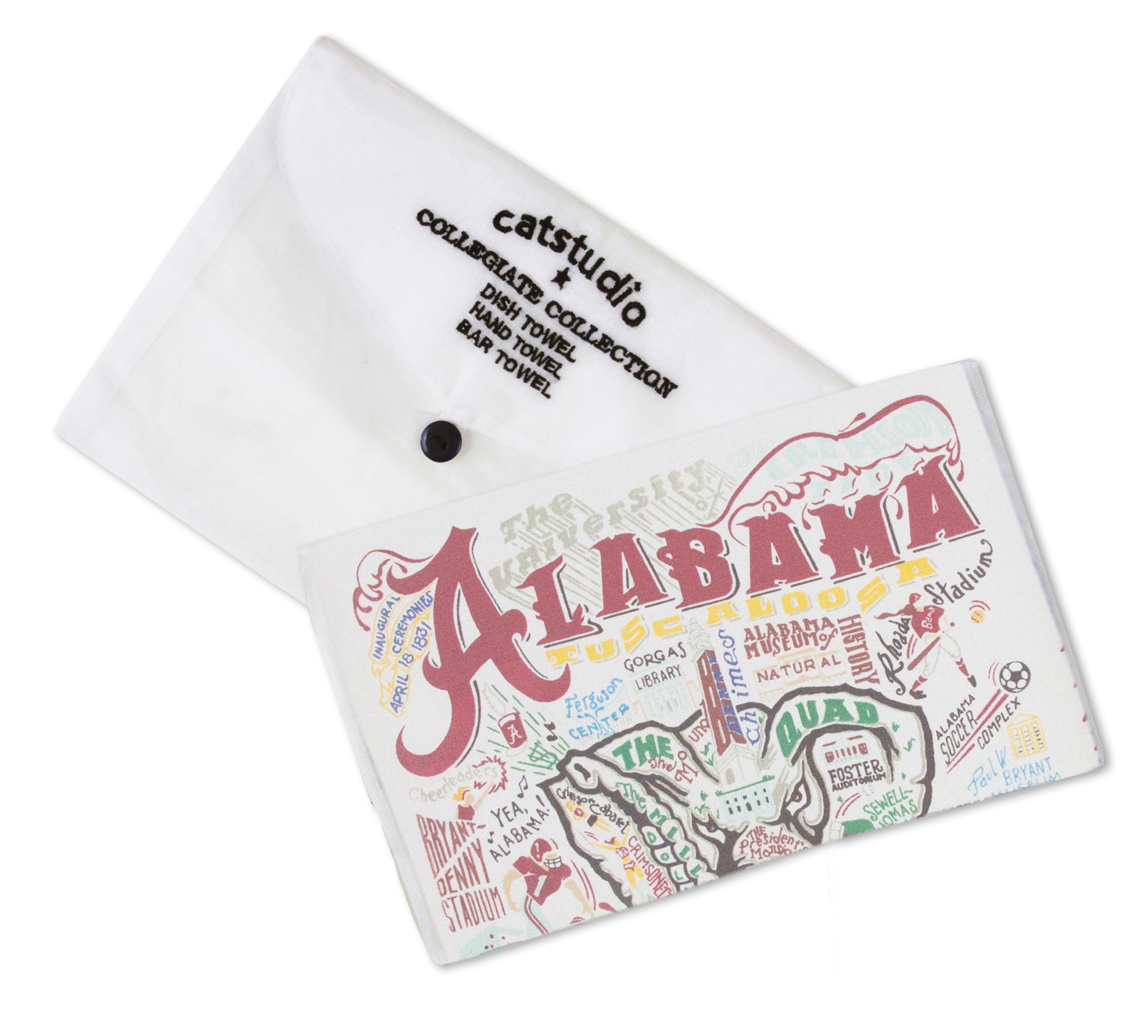 Catstudio Dish Towel, University of Alabama Crimson Tide Hand Towel - Collegiate Kitchen Towel for Alabama Fans for Graduation, Game Day, Alums and Parents