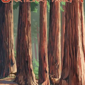 Lantern Press Sequoia National Park, Forest Grove in Spring (12x18 Art Print, Travel Poster Wall Decor)