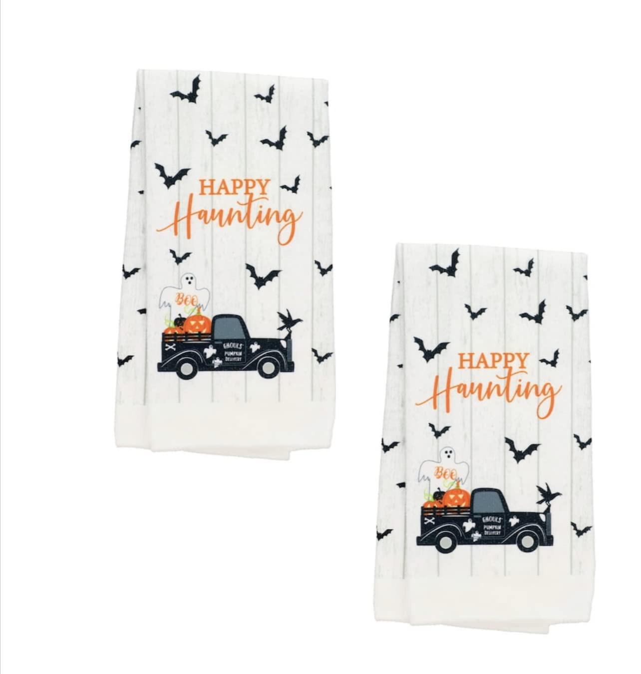 KRE Halloween Kitchen Towels, 15x25-in. 2pc (Bonus JUMEGH) Happy Halloween Dish Towel Seasonal Fall Autumn