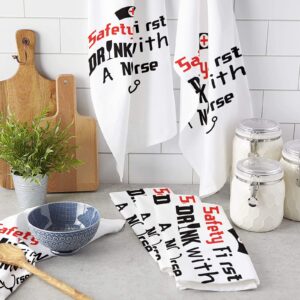 Beisseid Kitchen Dish Towels, Nurse Cap White Backdrop Dish Cloth Fingertip Bath Towels Cloth Drink with A Nurse Hand Drying Soft Cotton Tea Towel, 18x28in 1PC