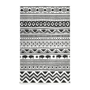 susiyo aztec tribal black and white kitchen dish towel, set of 4 pcs soft polyester dish cloth for cooking washing, 28 x 18 inch